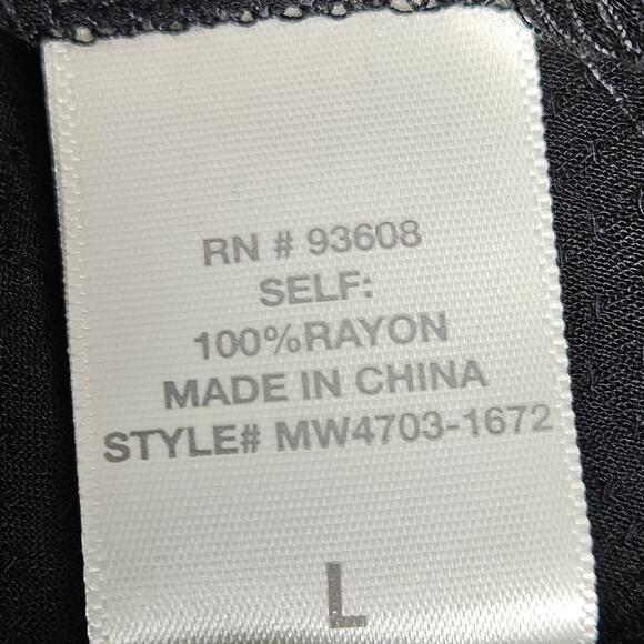 Matty M Long Sleeve Shirt Ruffle Front Button Up Black Semi Sheer Size Large - Picture 5 of 8